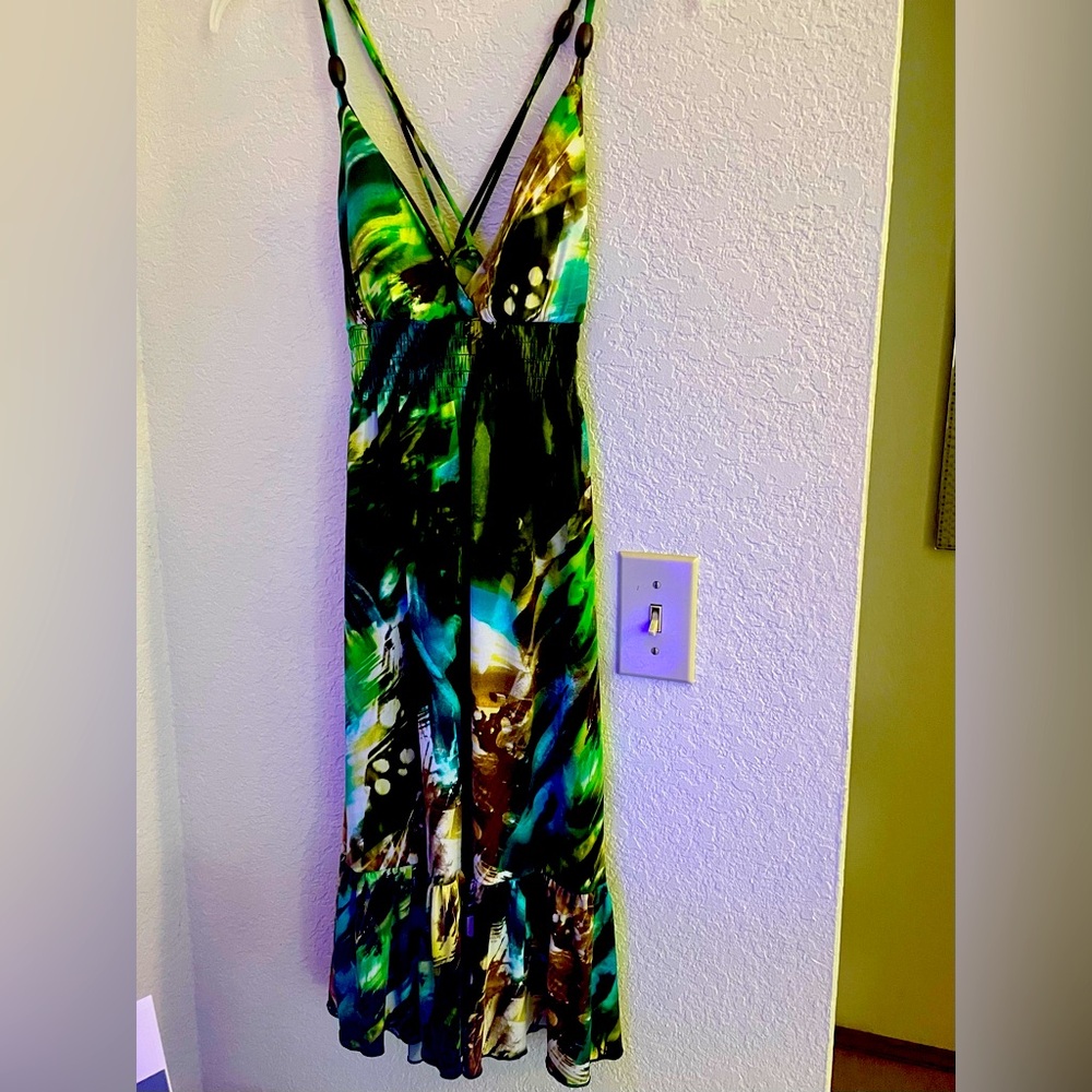 Green multi sundress